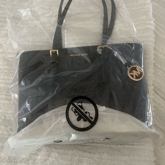 New with tags Michael Kors Jet Sest Travel Medium Double Pocket Tote black - Picture 2 of 9